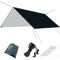 Black 300 x 300cm Waterproof Camping Tarp Shelter Set - Silver Coated Sun Protection, Storage Bag, 6 Guy Ropes and 6 Ground Pegs for Camping, Beach & Outdoor Shade