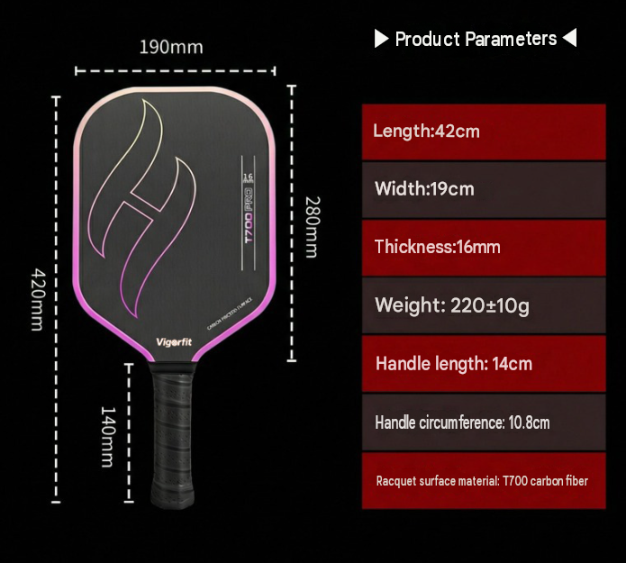 T700 Carbon Fibre Textured Pickleball Set - 2 Black & Purple Lightweight Pro Paddles with 4 Balls and Carry Bag for Outdoor Training and Recreational Play