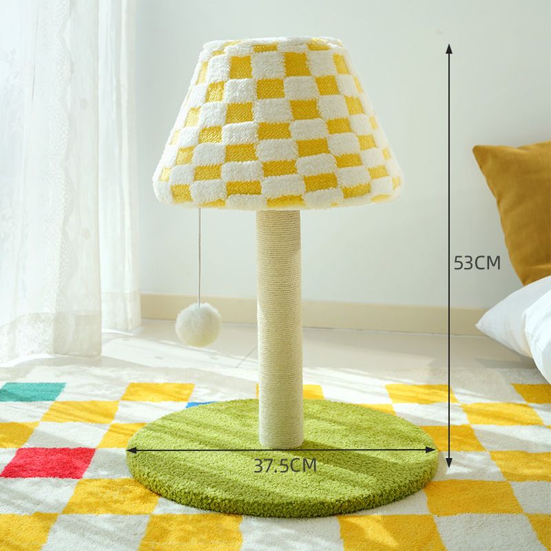 Plush Checkerboard Lamp Style Cat Scratching Post - 53 x 37.5 cm Extra Large Standing Cat Scratcher & Home Decor with Hemp Rope Post, Wide Stable Base and Hanging Ball Toy