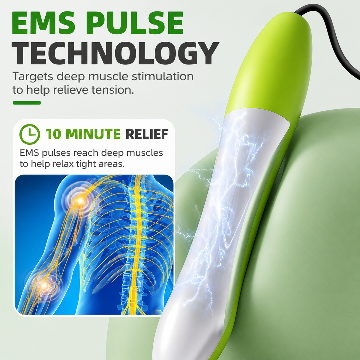 Rechargeable EMS Pulse Beauty Device for Arms - 7 Modes & 15 Intensity Levels, Digital Display Hands Muscle Massager for Fitness and Relaxation