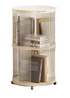 Circular storage bookshelf with swivel wheels, 2 layers