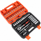 53-Piece 1/4" Socket and Bit Tool Box - Steel Metric Ratchet Wrench Kit with Extension Bars, Flexible Shaft and Carry Case for Car and Home Repair