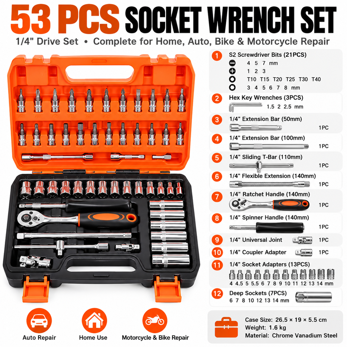 53-Piece 1/4