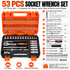 53-Piece 1/4" Socket and Bit Tool Box - Steel Metric Ratchet Wrench Kit with Extension Bars, Flexible Shaft and Carry Case for Car and Home Repair