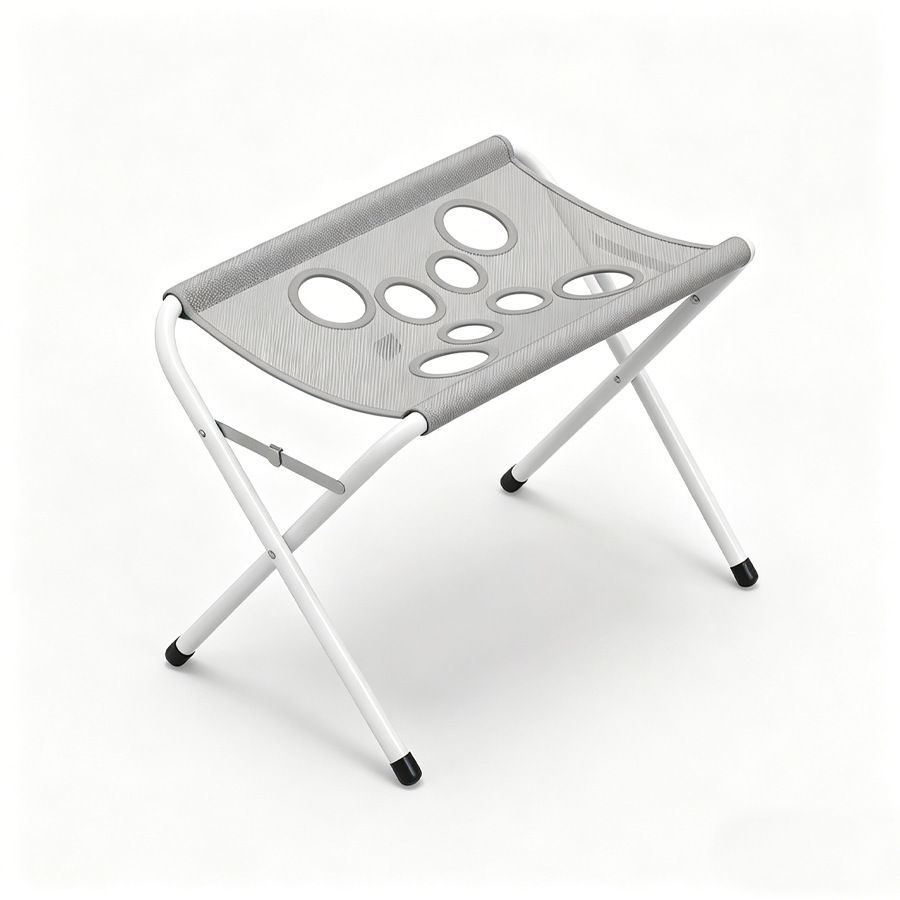Grey Foldable Pet Grooming Hammock Stand with Adjustable Ribbon & Reinforced Frame - 8-Hole Mesh Anti-Slip Raised Support for Cat Dog Bathing and Nail Trimming (60 x 33 x 40cm)