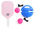 4-Piece Pink Pickleball Training Set - Lightweight Fibreglass Paddle with TPU Edge, Rebound Trainer Base, 2pcs 40-Hole Balls and 4m Training Cord for Outdoor Play