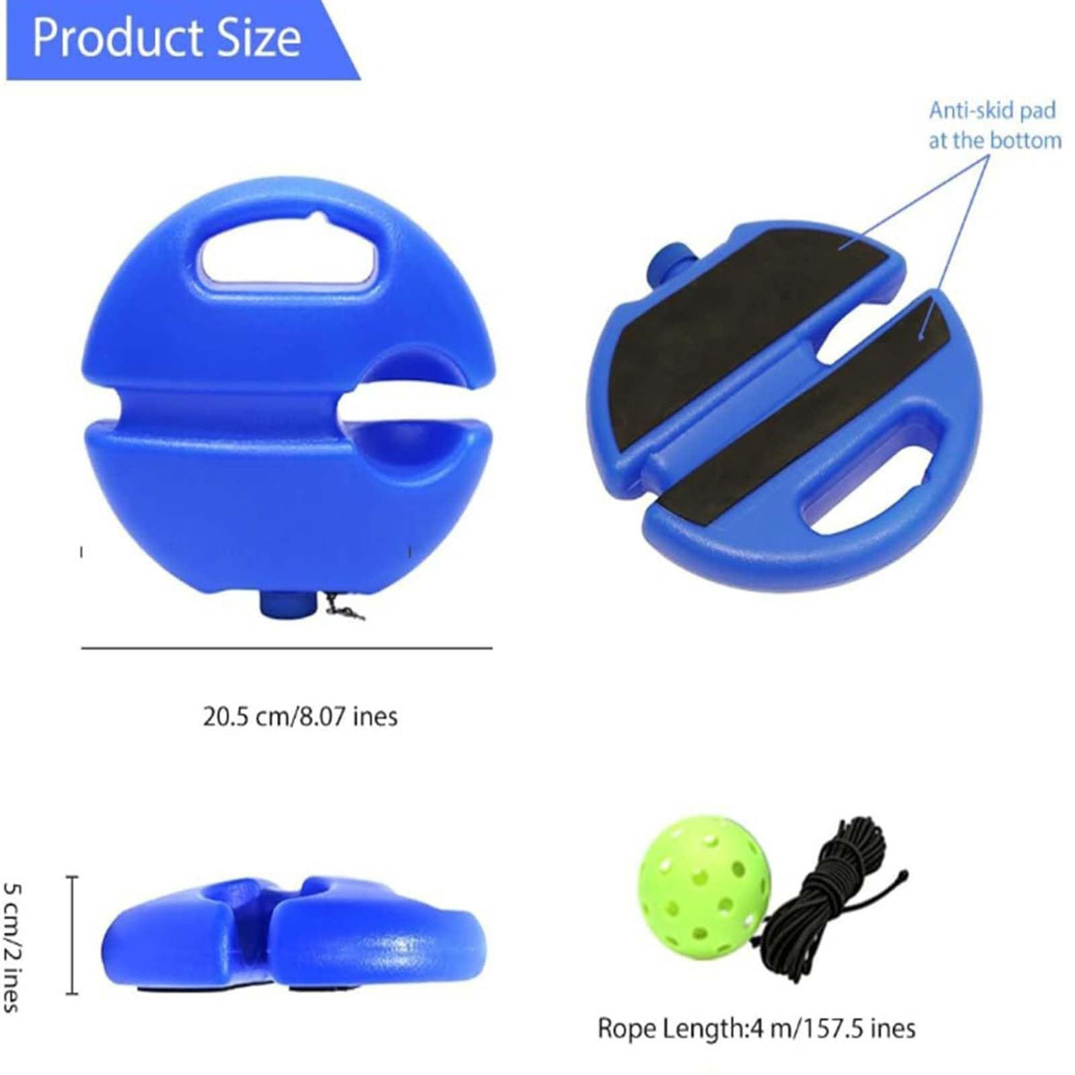 4-Piece Pink Pickleball Training Set - Lightweight Fibreglass Paddle with TPU Edge, Rebound Trainer Base, 2pcs 40-Hole Balls and 4m Training Cord for Outdoor Play
