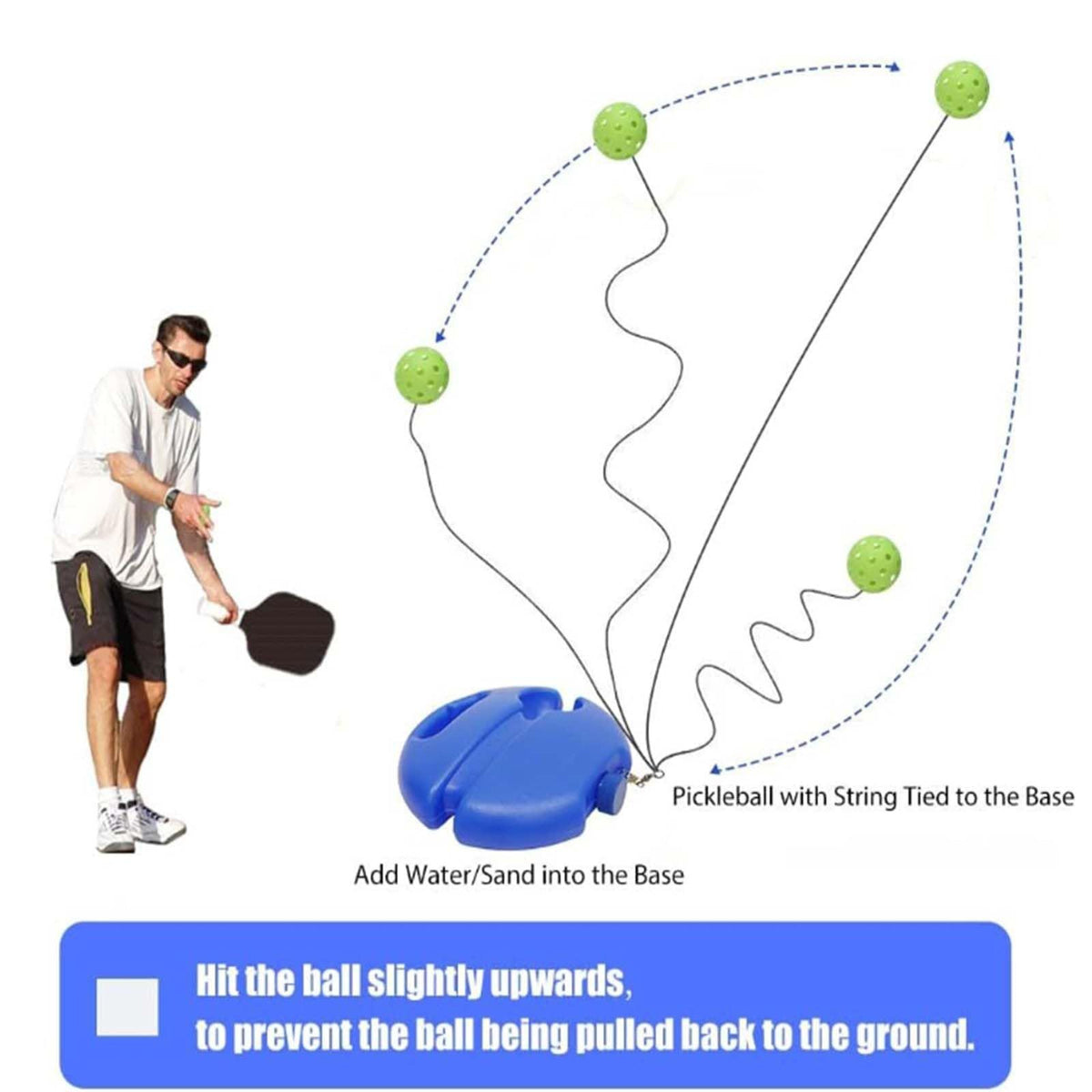 4-Piece Orange Pickleball Training Set - Lightweight Fibreglass Paddle with TPU Edge, Rebound Trainer Base, 2pcs 40-Hole Balls and 4m Training Cord for Outdoor Play