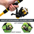 Black Red Complete Telescopic Fishing Rod and Reel Kit for Beginners - 1.5M Portable 4 Section Spinning Rod with KF200 Reel, 45M Pre-Spooled Line, Lures and Tackle Accessories