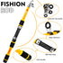 Black Yellow Complete Telescopic Fishing Rod and Reel Kit for Beginners - 1.5M Portable 4 Section Spinning Rod with KF200 Reel, 45M Pre-Spooled Line, Lures and Tackle Accessories