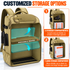 40L Khaki Fishing Tackle Backpack - Large Fishing Gear Storage Bag with Tackle Boxes Storage, Rod Holders, Padded Shoulder Straps and Multiple Organiser Pockets for Outdoor Fishing