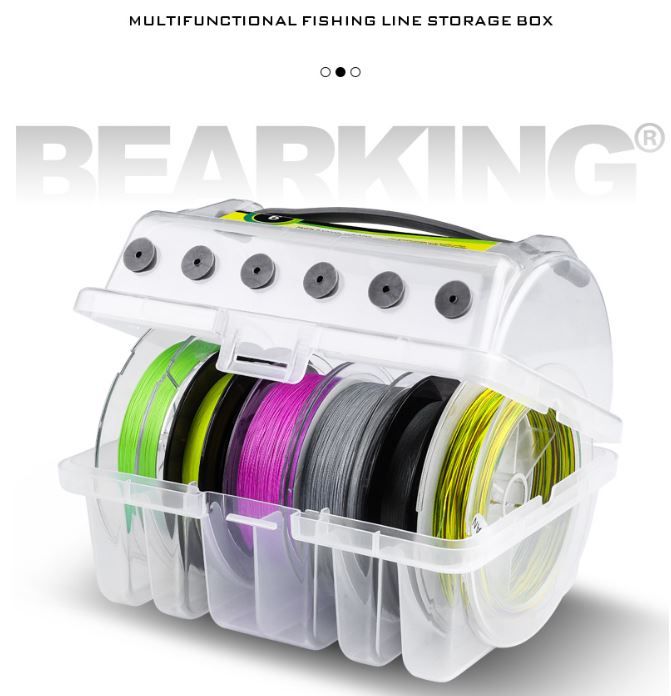 Large 6 Spool Fishing Line Uploader with Soft Silicone Line Outlets - Portable Lightweight Tackle Storage Box for PE Nylon and Fluorocarbon Lines