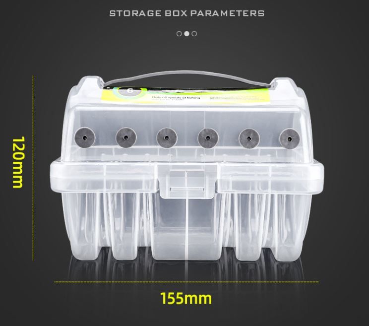 Large 6 Spool Fishing Line Uploader with Soft Silicone Line Outlets - Portable Lightweight Tackle Storage Box for PE Nylon and Fluorocarbon Lines