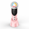 7-in-1 Pink EMS Microcurrent Facial Beauty Device with 3 Intensity Level and Storage Base - Rechargeable Face Massager with Red Blue & Amber LED Light Therapy, Ionic Cleansing and Skin Firming