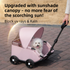 Grey Foldable Pet Stroller and Adjustable Sun Canopy - Spacious 4-Weel Wagon with 360° Rotating Telescopic Handle, 45° Entry Angle, Safety Clips and Storage Pocket for Dogs & Cats Outdoor Travel