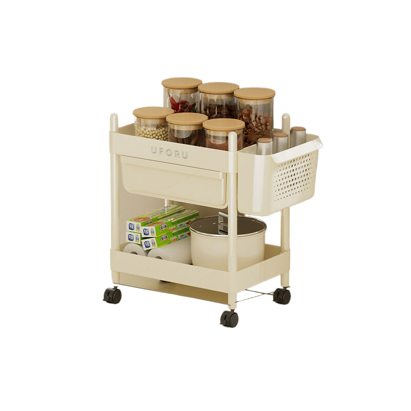 2-layer multifunctional storage rack with hanging basket