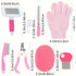 Pink 8-Piece Pet Grooming Kit - Nail Clippers, Slicker Brush, Flea Comb & Bath Glove for Dogs Cats Rabbits, Complete Home Care Pet Set