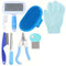 Blue 8-Piece Pet Grooming Kit - Nail Clippers, Slicker Brush, Flea Comb & Bath Glove for Dogs Cats Rabbits, Complete Home Care Pet Set