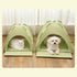 Grey 48x42x40cm Summer Pet Cooling Tent Bed - Semi Enclosed Cat Dog House with Waterproof Oxford Fabric, Breathable Mesh, Fiberglass Frame, Non Slip Base