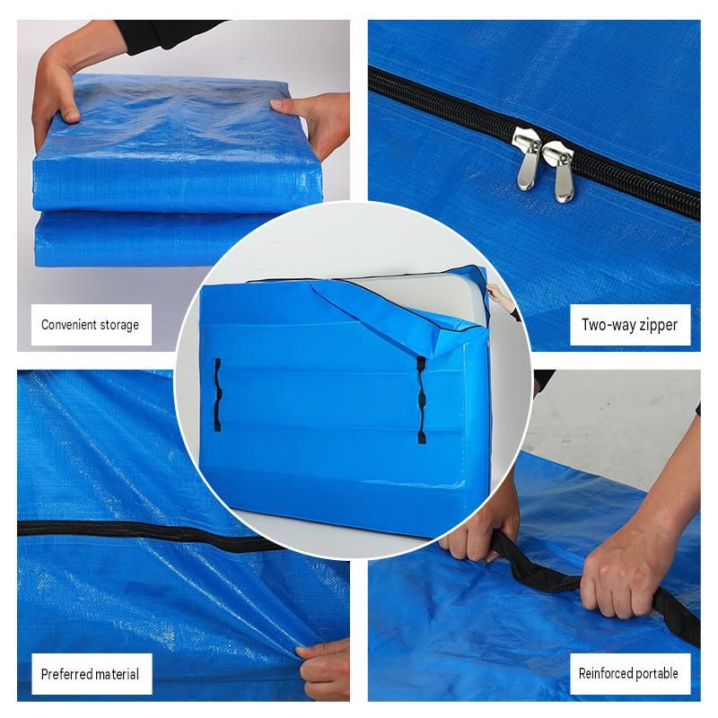 208*200*38cm Blue Heavy Duty PE Mattress Bag for Moving and Storage - Waterproof Mattress Cover with Reinforced Handles and Double Zipper, Dustproof Protection for Relocation