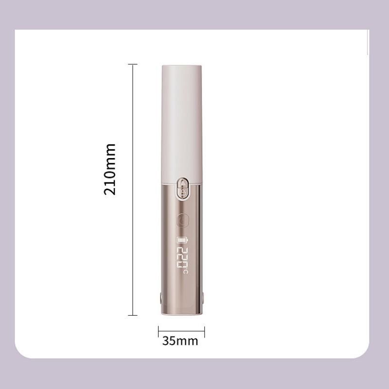 Brown Cordless 2-in-1 Hair Straightener and Curler - Rechargeable Mini Styling Tool with Ceramic Coating, LED Display, 4 Temperature Settings, Travel Friendly Design for Women