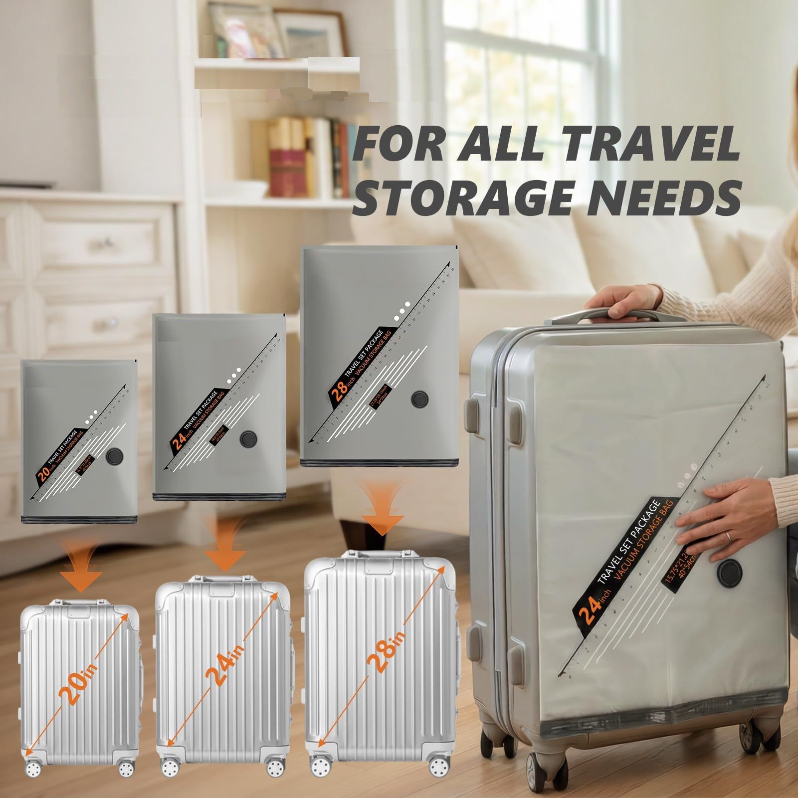 10 Piece  Travel Vacuum Compression Bags with Electric Pump - Small 40x54cm*4, Medium 47x64cm*4, Large 54x74cm*2, Space Saving Luggage Organizer for Home and Travel