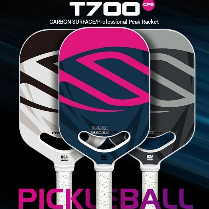 Red T700 Carbon Fiber Pickleball Paddle - 16mm Thick - Power Air Aerodynamic Design, PP Honeycomb Core, Ergonomic Grip, USAPA Approved Standard for Competitive Play