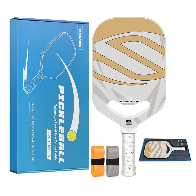 Yellow T700 Carbon Fiber Pickleball Paddle - 16mm Thick - Power Air Aerodynamic Design, PP Honeycomb Core, Ergonomic Grip, USAPA Approved Standard for Competitive Play