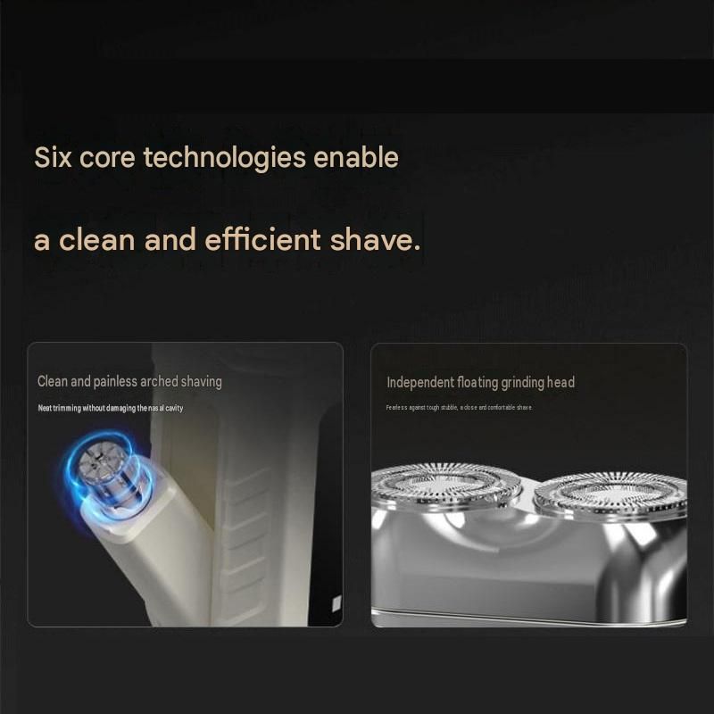 White 2-in-1 Electric Shaver and Nose Hair Trimmer - Stainless Steel Blades, LED Power Display, USB-C Rechargeable, Waterproof, Portable Travel Grooming Kit for Men