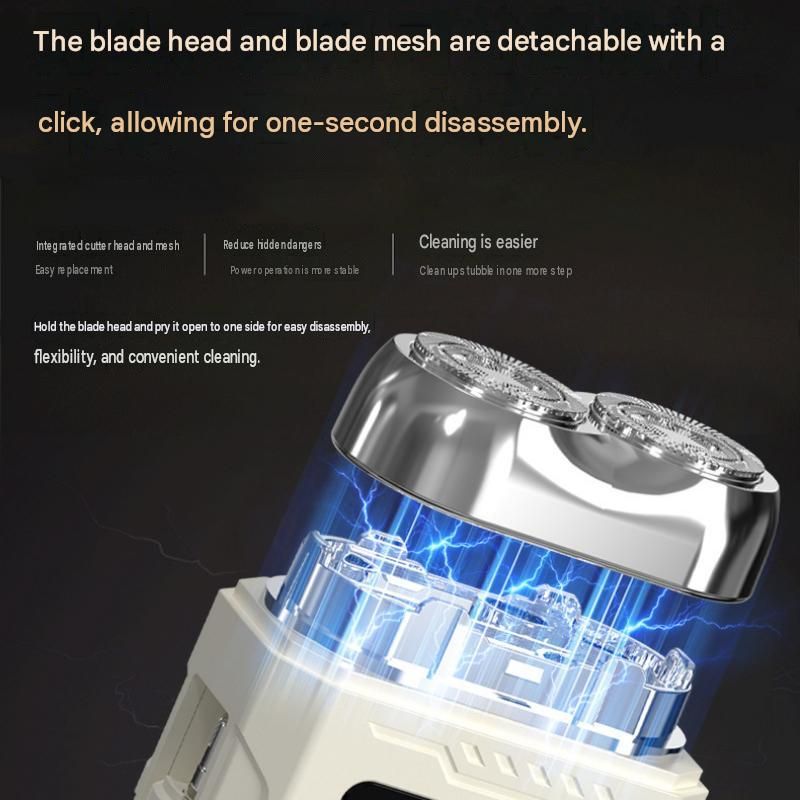 Orange 2-in-1 Electric Shaver and Nose Hair Trimmer - Stainless Steel Blades, LED Power Display, USB-C Rechargeable, Waterproof, Portable Travel Grooming Kit for Men