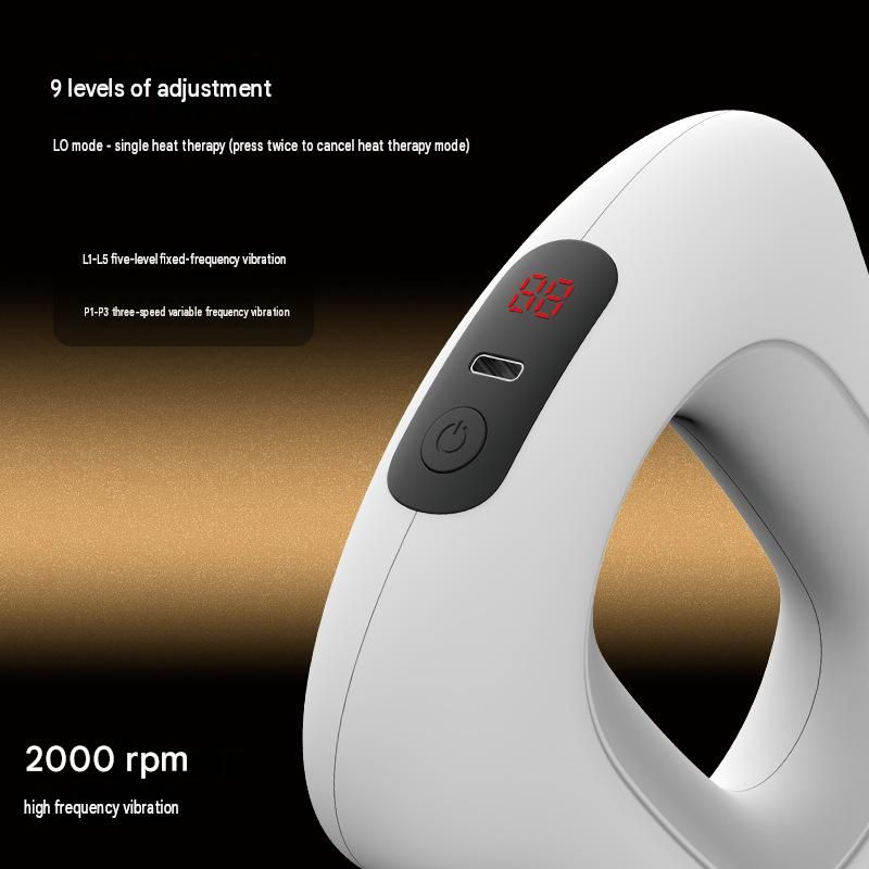 1 Pack Portable Fascia Ring Massager with Heat - 9 Speed Vibration, 40C Warmth, 2000mAh Battery, ABS Body, for Waist Abdomen Shoulder Neck Relaxation
