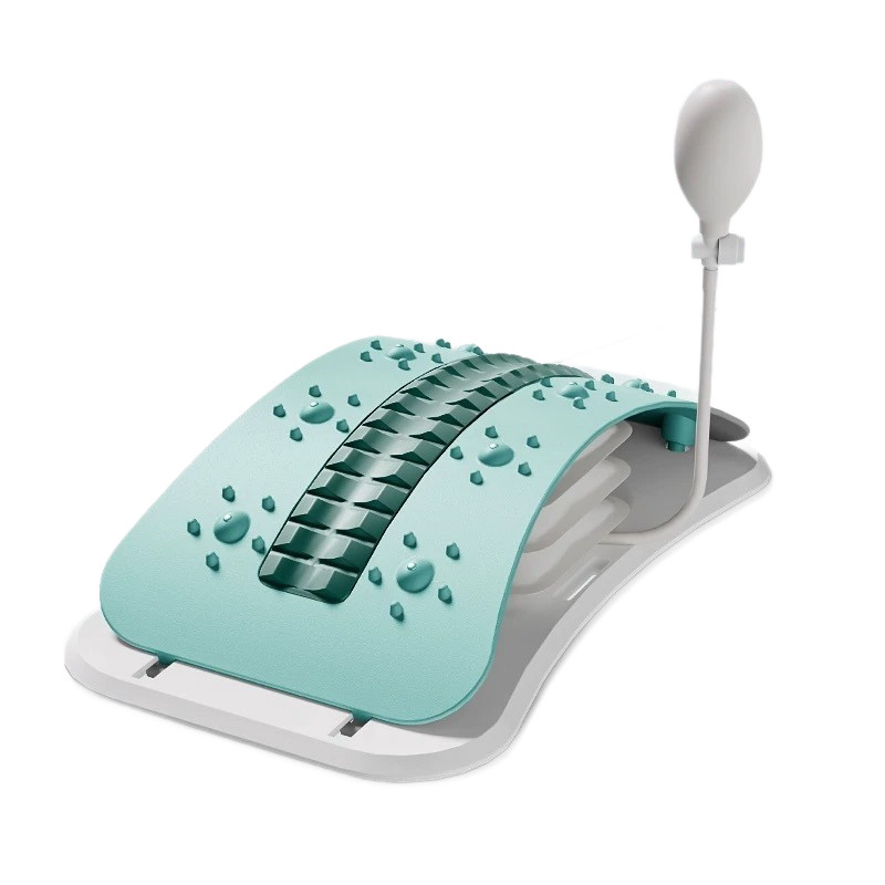 Blue Adjustable Lumbar Stretcher with Airbag - PP TPR Magnetic Surface, 53-120mm Height Range, Back Support for Home Yoga Relief