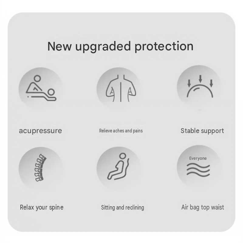 Grey Adjustable Lumbar Stretcher with Airbag - PP TPR Magnetic Surface, 53-120mm Height Range, Back Support for Home Yoga Relief