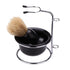 Men's Wet Shaving Kit - Safety Razor, Shaving Brush, Soap Bowl & Stand - Complete Grooming Set with Replacement Blades - Classic Black Bathroom Accessories for Travel and Home Use