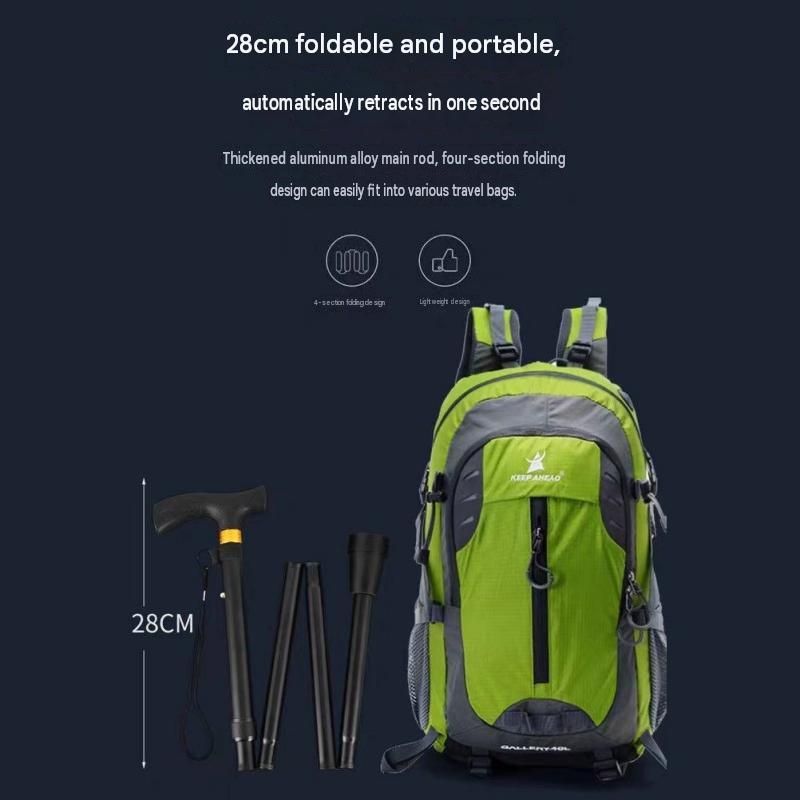 Black Foldable Hiking Cane 2-Pack, Adjustable 85-95cm, Aluminium Mobility Aid