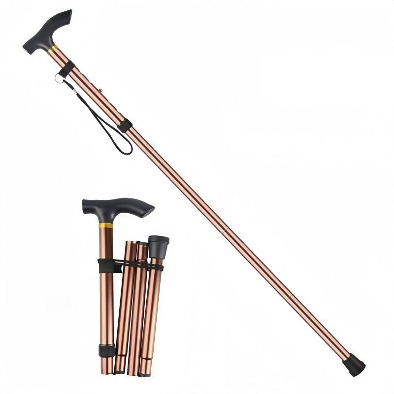 Coffee Foldable Hiking Cane 2-Pack, Adjustable 85-95cm, Aluminium Mobility Aid