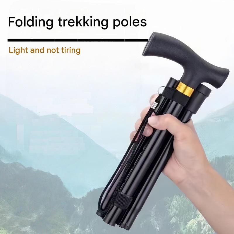 Red Foldable Hiking Cane 2-Pack, Adjustable 85-95cm, Aluminium Mobility Aid