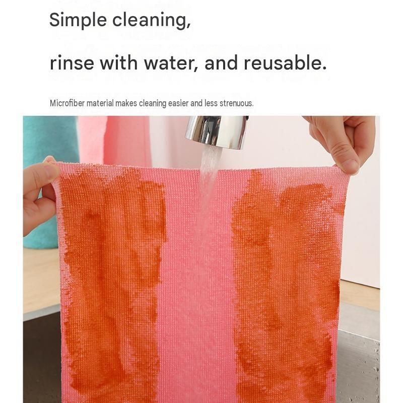 3 Pack Green Microfiber Cleaning Cloth Roll - 25x25cm Thickened Absorbent Wipes - Lint Free Reusable Kitchen Towel for Dishes, Fruit, Countertops - Easy Tear Design, Multi Purpose Household Cleaning