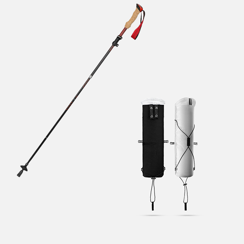 Red Foldable Hiking Poles, Aluminium, Adjustable 95-110cm, with Carry Bag
