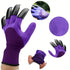 3-Pack Purple Garden Gloves with ABS Digging Claws, Waterproof Latex Coated