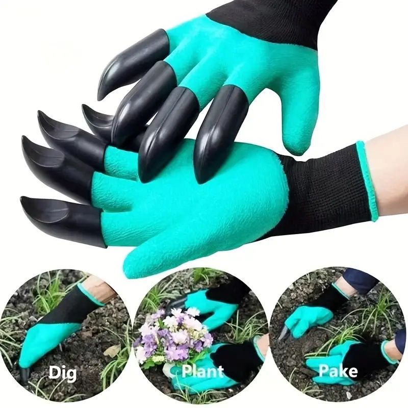 3-Pack Purple Garden Gloves with ABS Digging Claws, Waterproof Latex Coated