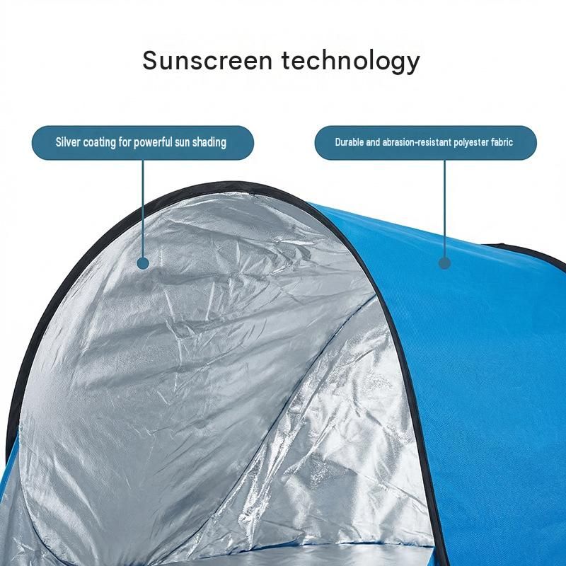 Green Pop Up Beach Tent - Silver Coated Sun Shelter with Instant Setup, Lightweight Portable Shade for Camping Fishing Park, 142x72x67cm