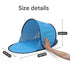Blue Pop Up Beach Tent - Silver Coated Sun Shelter with Instant Setup, Lightweight Portable Shade for Camping Fishing Park, 142x72x67cm