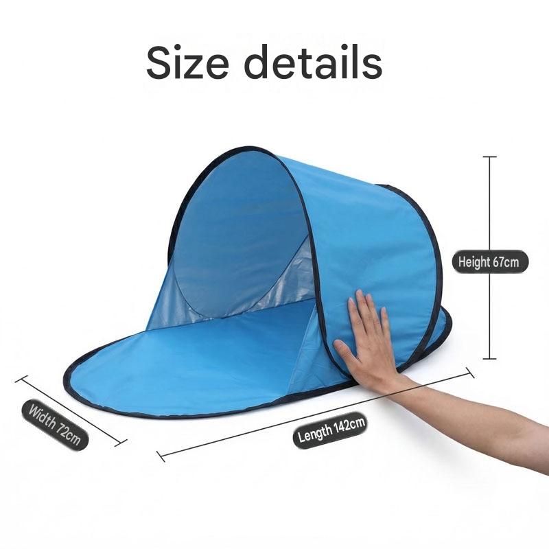 Red Pop Up Beach Tent - Silver Coated Sun Shelter with Instant Setup, Lightweight Portable Shade for Camping Fishing Park, 142x72x67cm