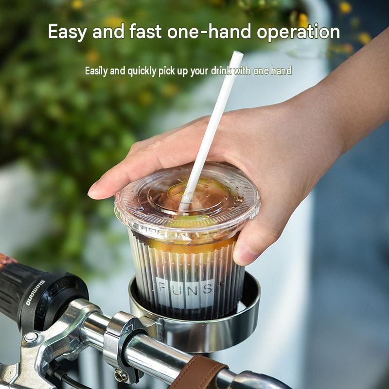 Black Aluminium Alloy Bicycle Cup Holder - Adjustable Handlebar Mount for Coffee Bottles, Universal Drink Rack for E-Bikes Motorcycles Road Bikes