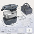 Grey Electric Lunch Box 1.5L - Portable Food Heater with 12V Car and 240V Home Plug, Stainless Steel Container and Leak Proof Lid - Heated Lunchbox for Office, Truck Drivers, Camping and Travel