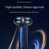 White EMS Eye Massager with Heat and Light Therapy - 360 Rotating Head, Multi-Color LED, Vibration Facial Device, USB Rechargeable Skincare Tool for Dark Circles and Puffy Eyes