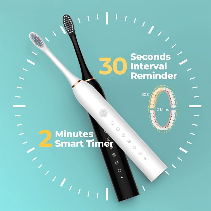 Sonic Electric Toothbrush Pink set with 4 brush heads, stand, and travel case- 6 Cleaning Modes, USB Rechargeable, DuPont Soft Bristles, Travel Friendly Oral Care Set
