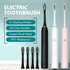 Sonic Electric Toothbrush Black 8-Brush-Head Set - 6 Cleaning Modes, USB Rechargeable, DuPont Soft Bristles, Travel Friendly Oral Care Set