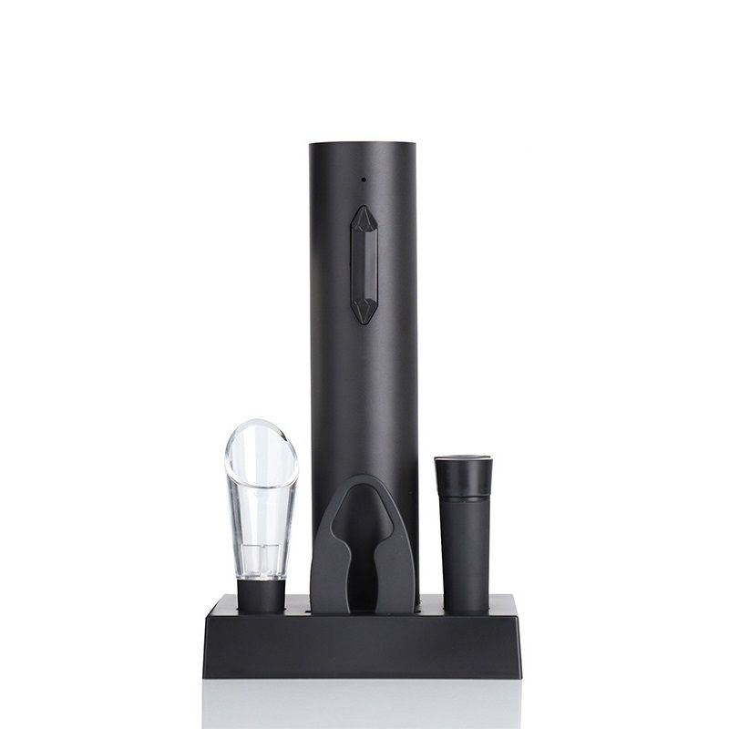 Six-piece set Electric Wine Opener（Includes base, pourer, and stopper） - Rechargeable Automatic Corkscrew , USB-C Fast Opening Bottle Opener for Red Wine, Ergonomic ABS Stainless Steel Design, Home Bar & Party Essential